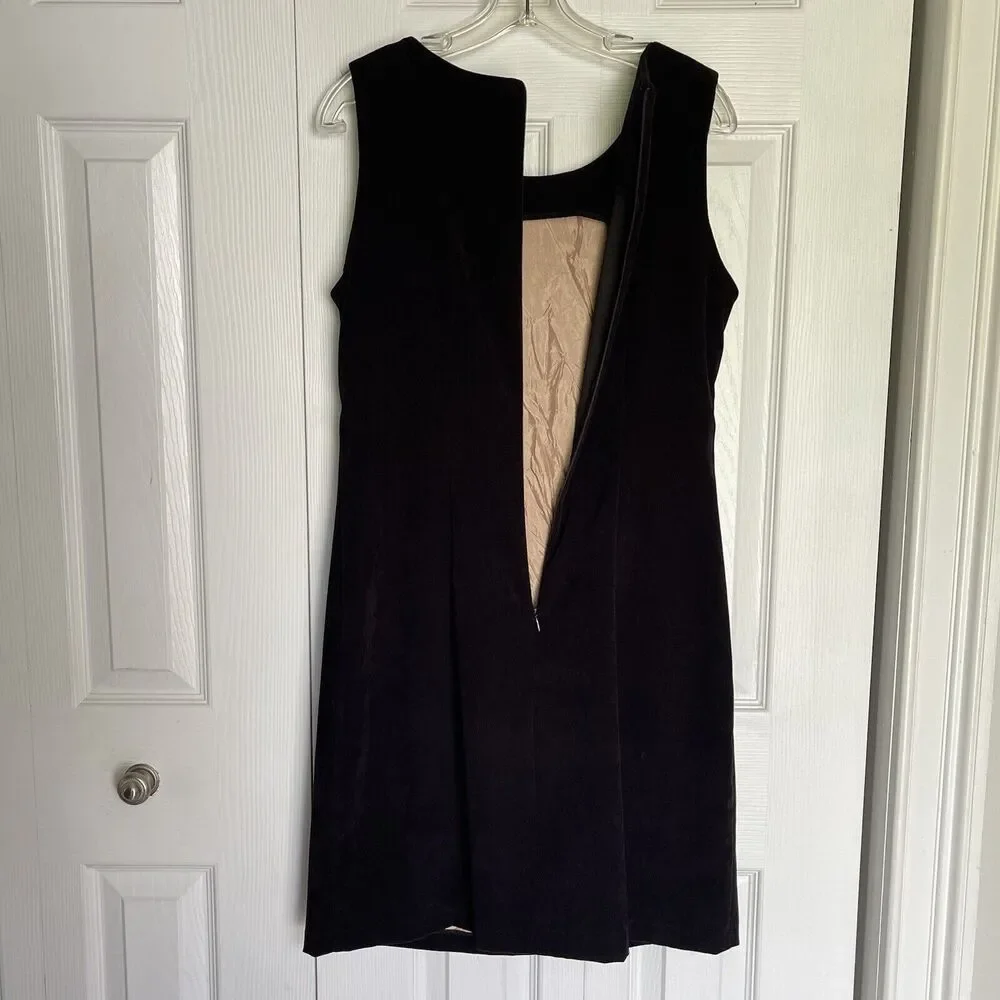 Vintage 90's Vision Apparel Black Dress Womens Size 8 Faux Suede Sleeveless - Picture 4 of 16